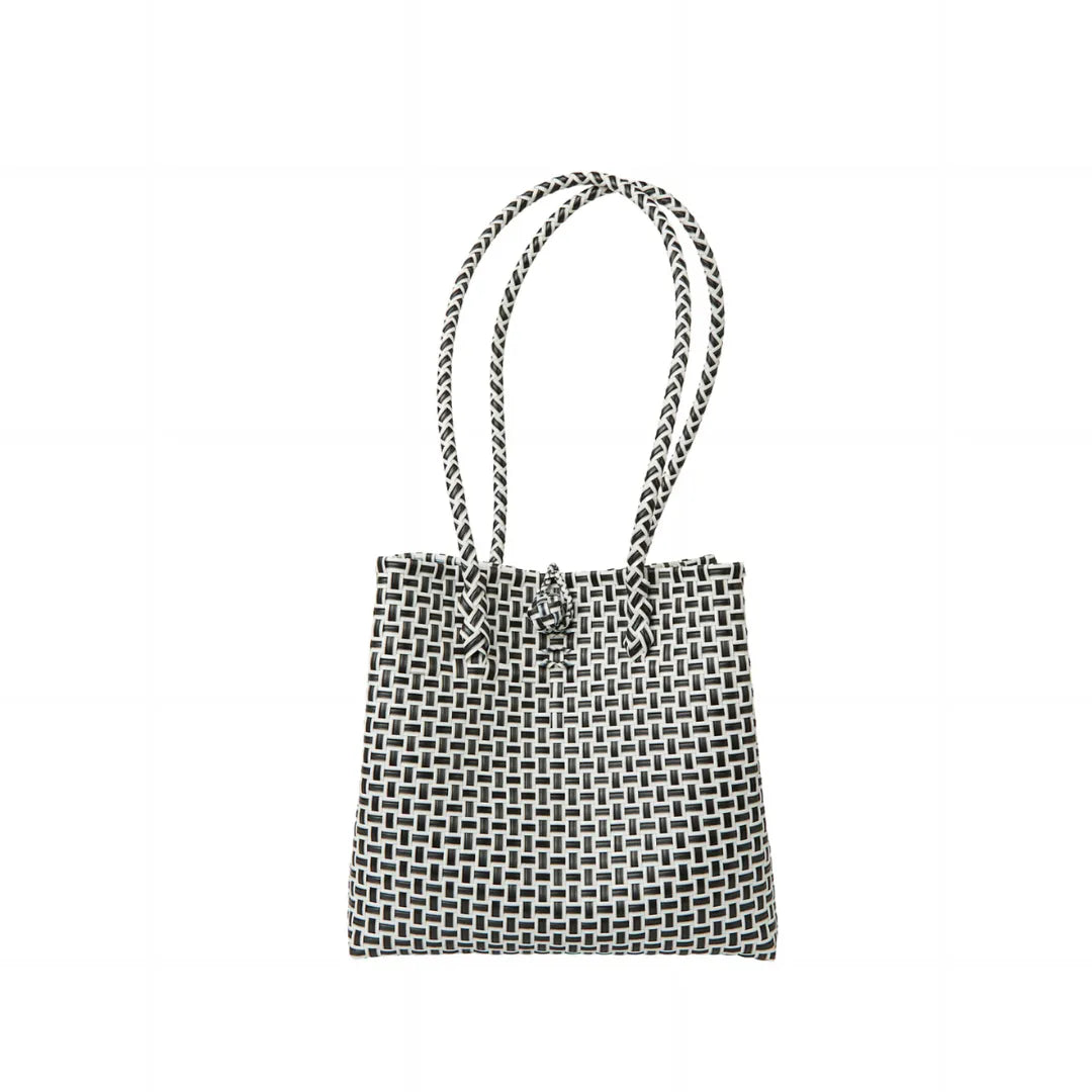 Midi Ella Handwoven Tote · Checker Recycled Plastic