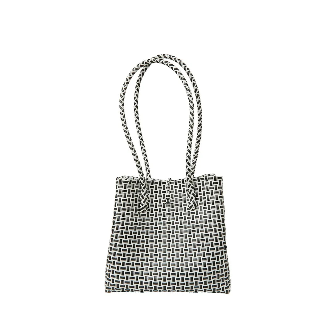 Midi Ella Handwoven Tote · Checker Recycled Plastic