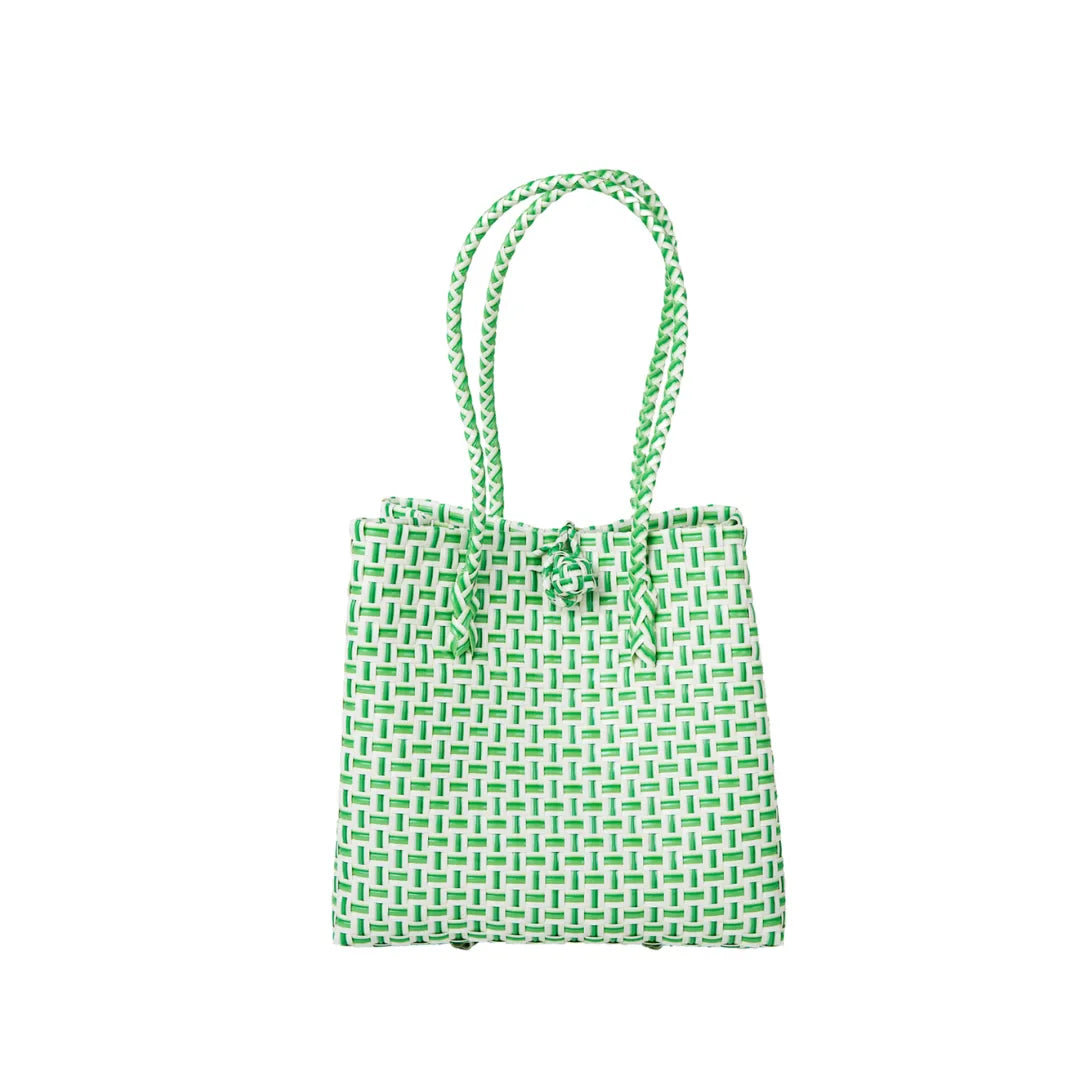 Midi Ella Handwoven Tote · Checker Recycled Plastic
