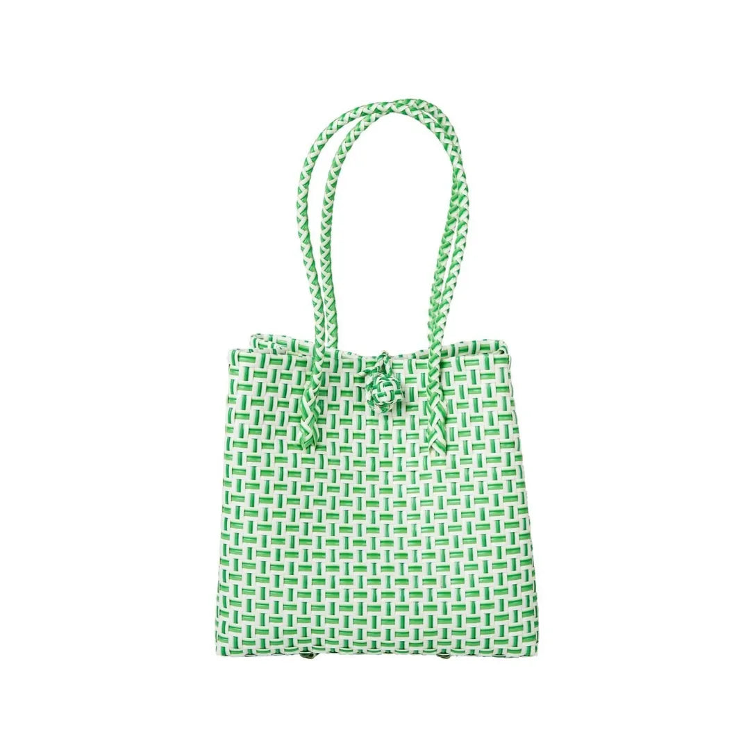Midi Ella Handwoven Tote · Checker Recycled Plastic