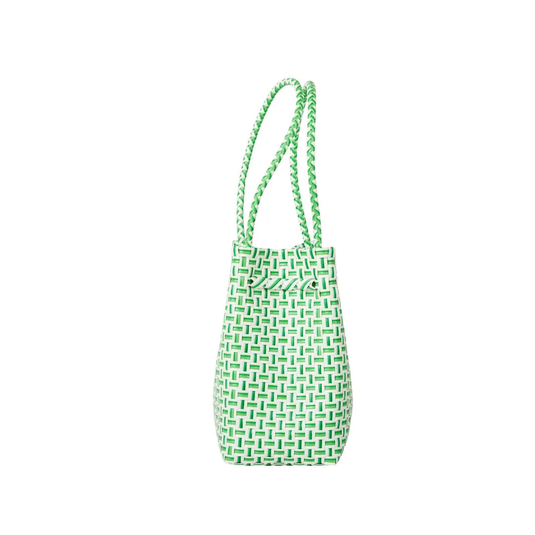 Midi Ella Handwoven Tote · Checker Recycled Plastic