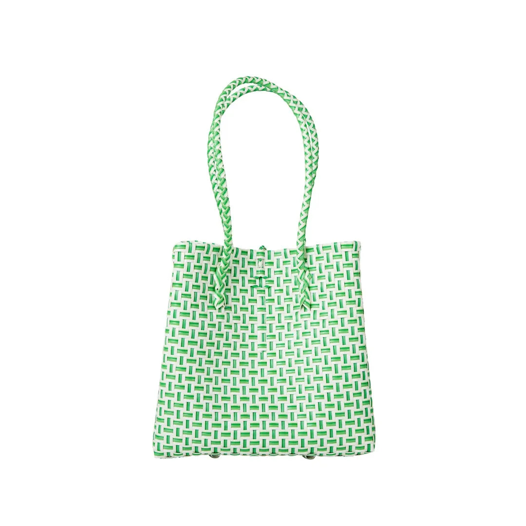 Midi Ella Handwoven Tote · Checker Recycled Plastic