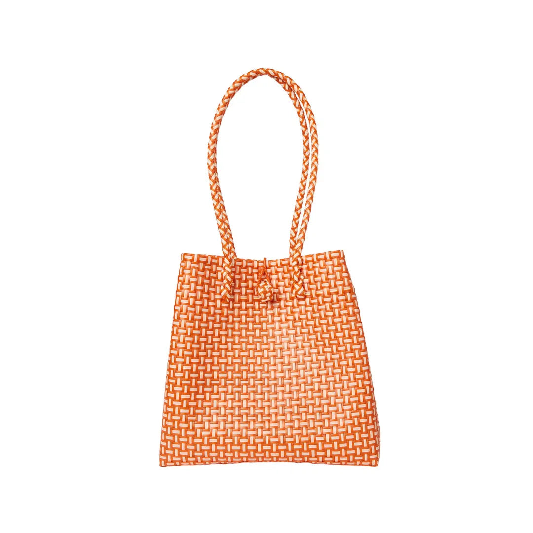 Midi Ella Handwoven Tote · Checker Recycled Plastic