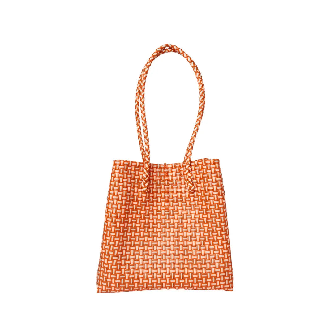 Midi Ella Handwoven Tote · Checker Recycled Plastic