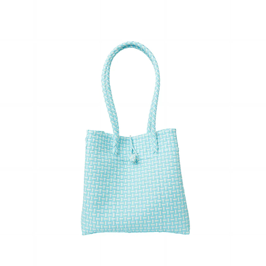 Midi Ella Handwoven Tote · Checker Recycled Plastic