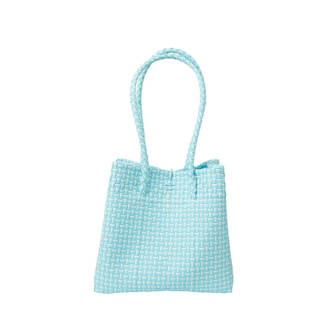 Midi Ella Handwoven Tote · Checker Recycled Plastic