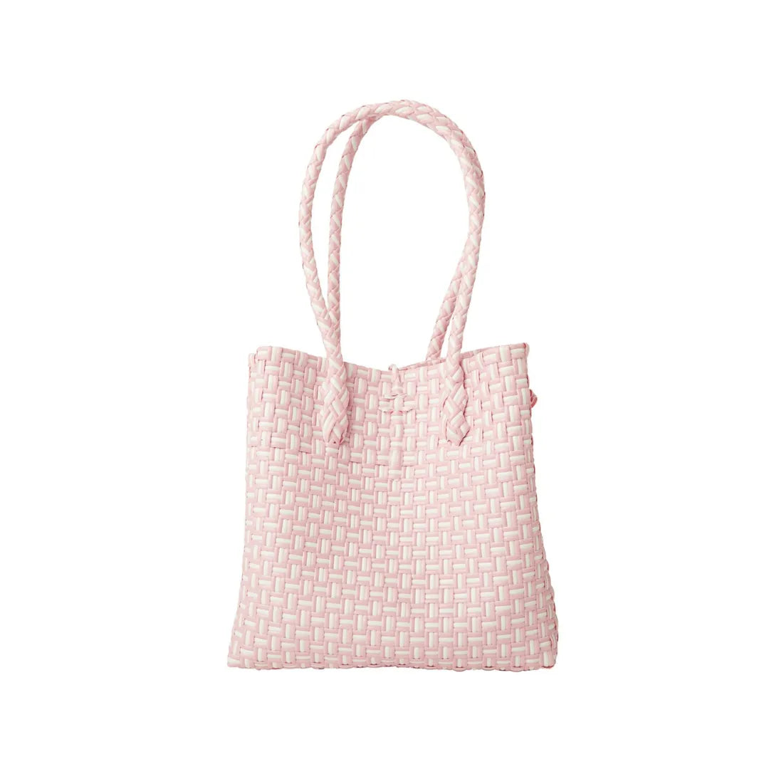 Midi Ella Handwoven Tote · Checker Recycled Plastic
