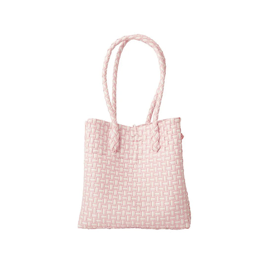 Midi Ella Handwoven Tote · Checker Recycled Plastic