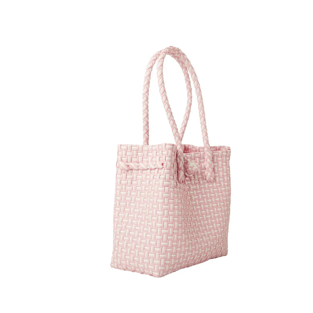 Midi Ella Handwoven Tote · Checker Recycled Plastic