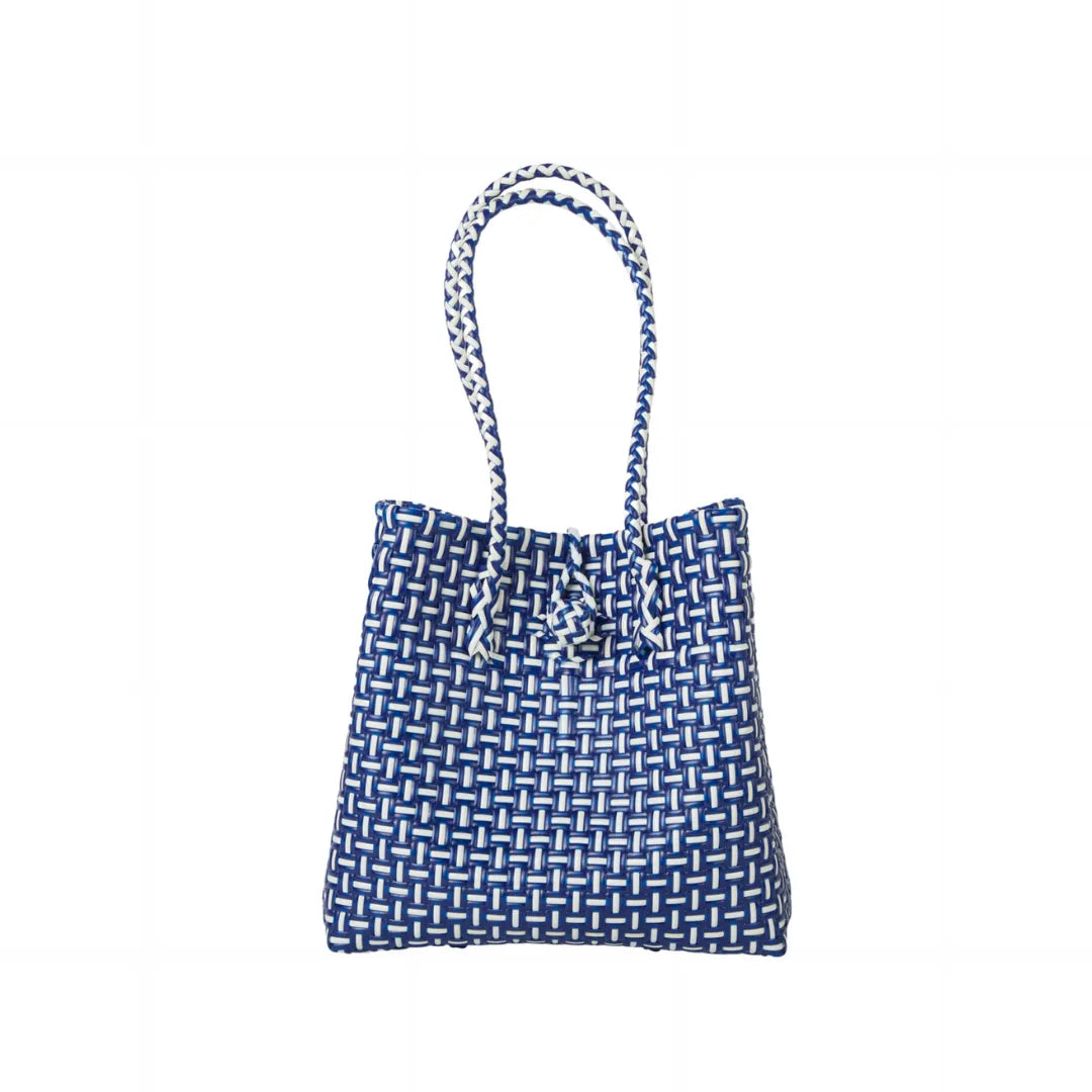 Midi Ella Handwoven Tote · Checker Recycled Plastic
