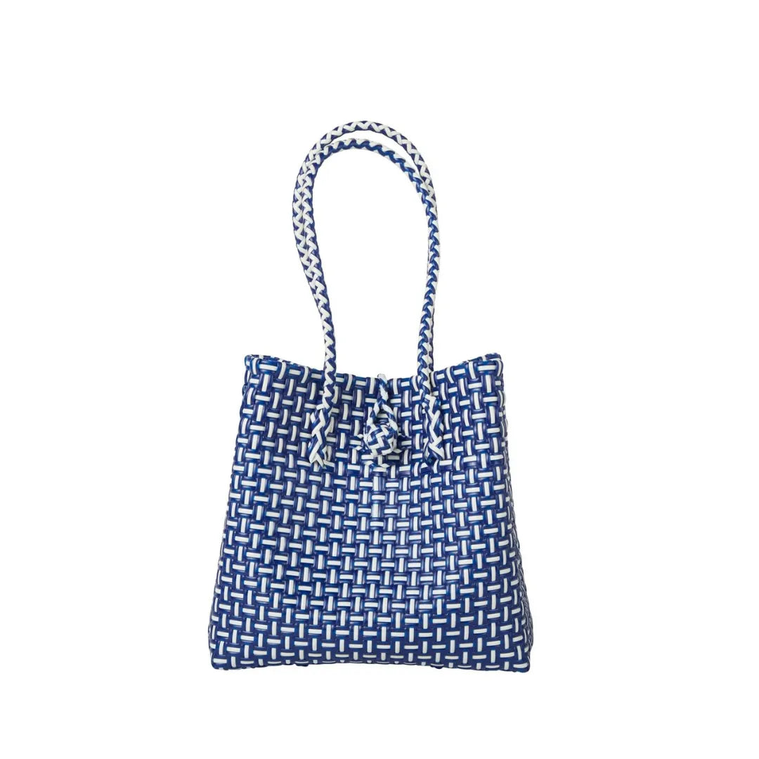 Midi Ella Handwoven Tote · Checker Recycled Plastic