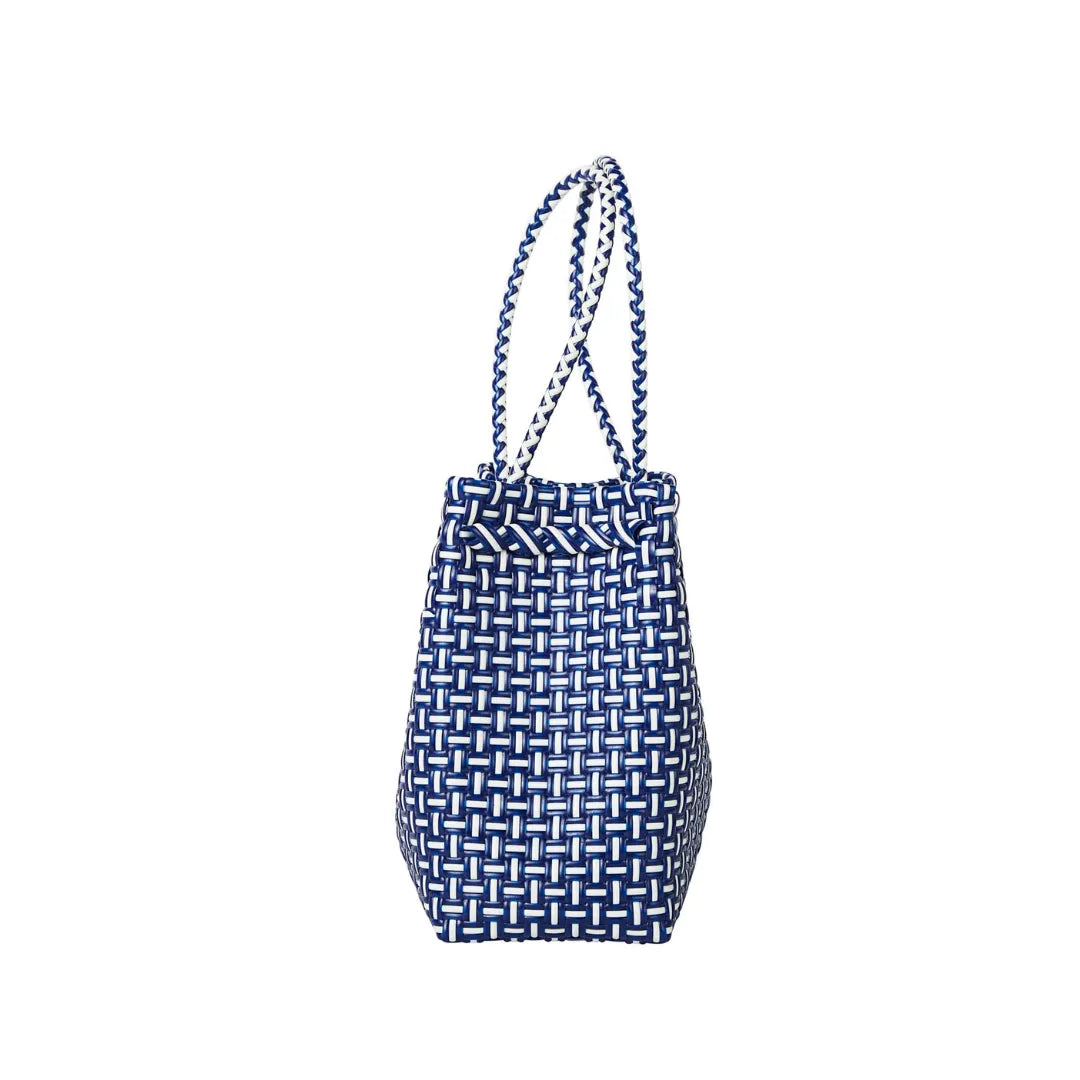 Midi Ella Handwoven Tote · Checker Recycled Plastic