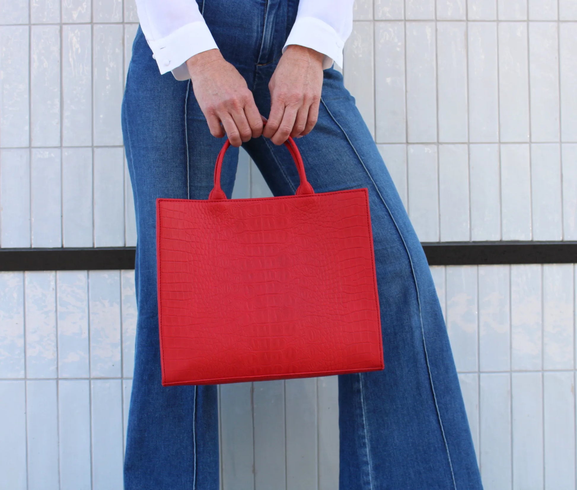 The Adele Leather Handbag Croc