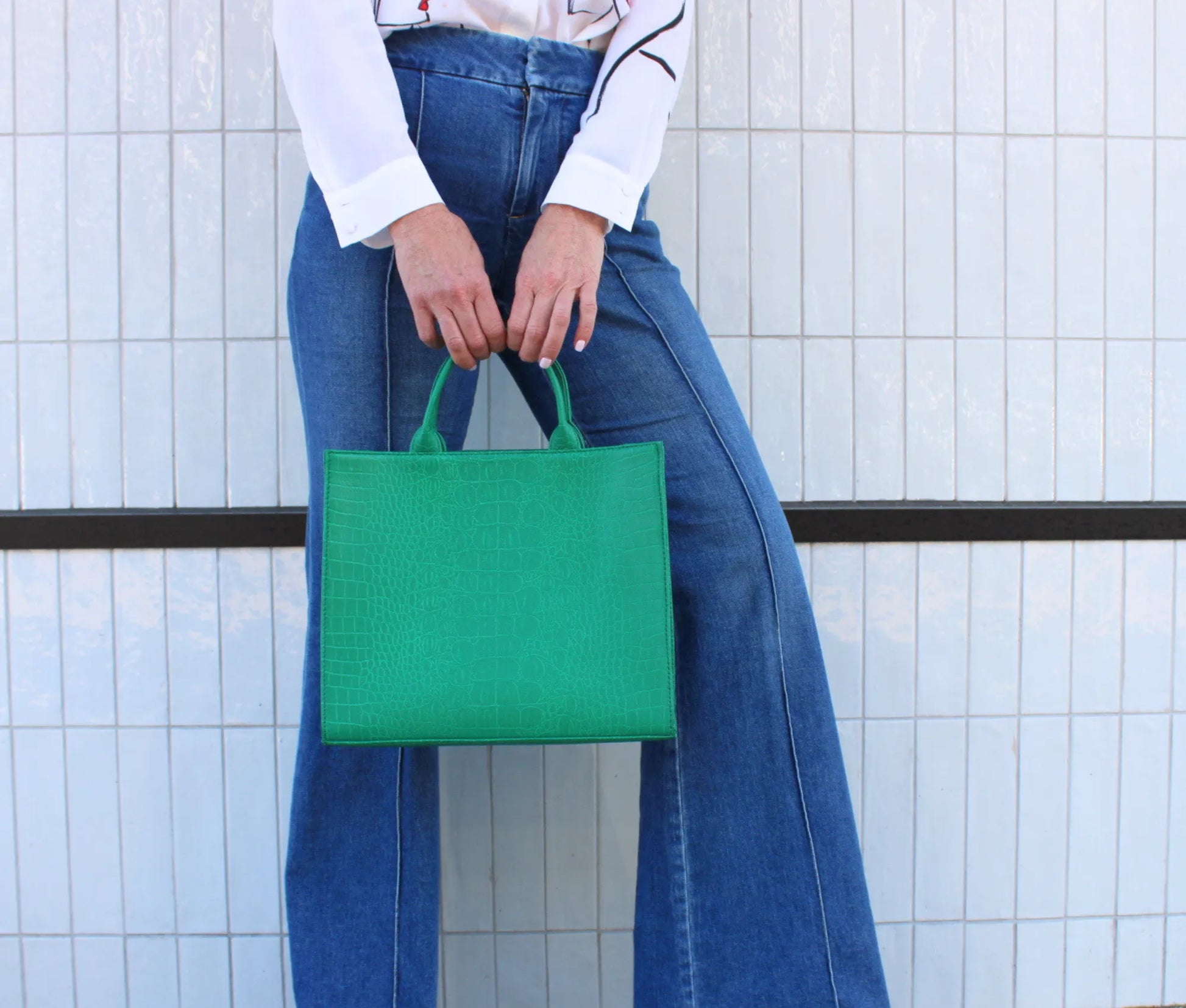 The Adele Leather Handbag Croc