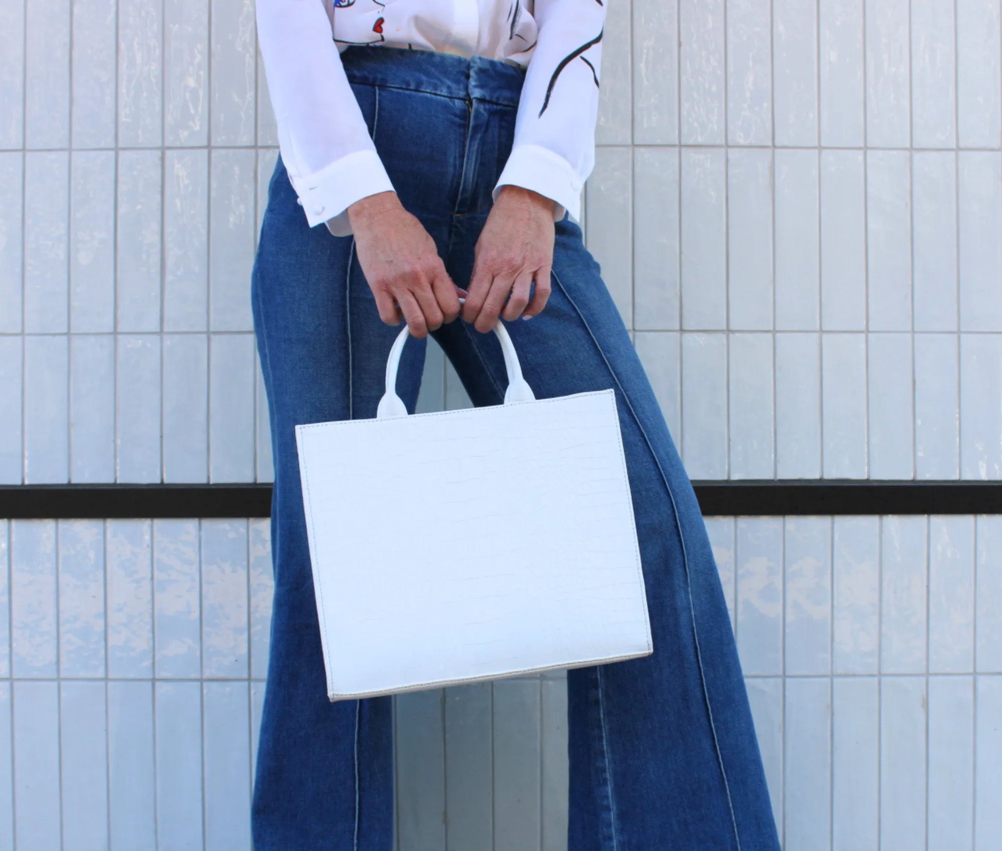 The Adele Leather Handbag Croc