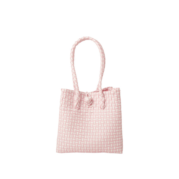Midi Ella Handwoven Tote · Checker Recycled Plastic