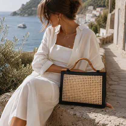 The Reece Wicker Cane Handbag
