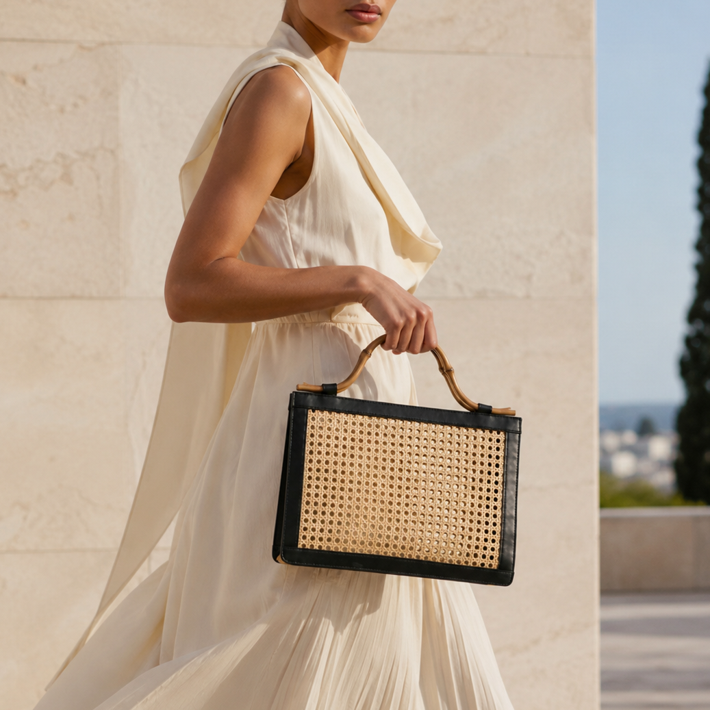 The Reece Wicker Cane Handbag