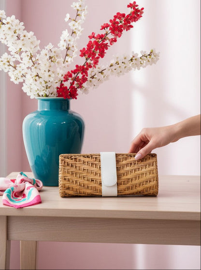 Karen Woven Rattan Clutch