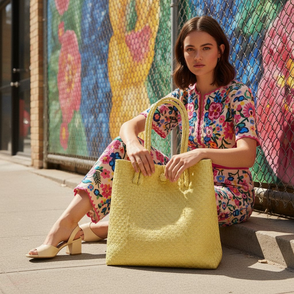 The Maxi Piper Handwoven Tote •Recycled Plastic