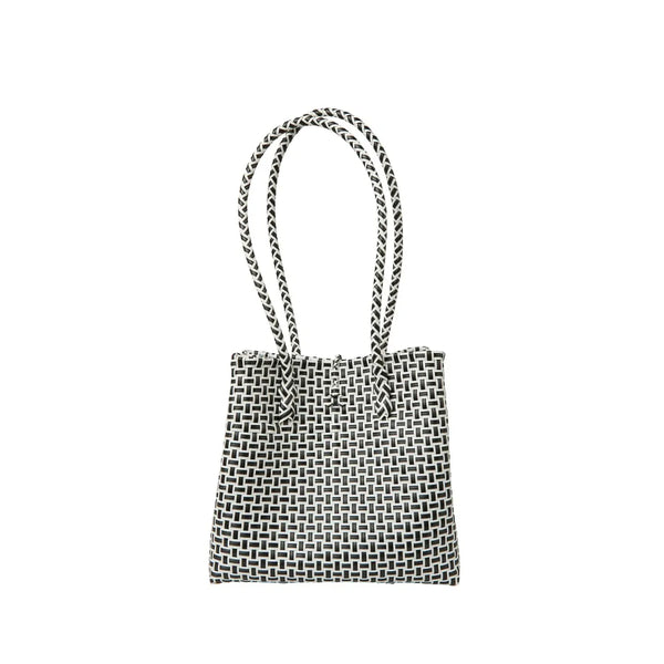 Midi Ella Handwoven Tote · Checker Recycled Plastic