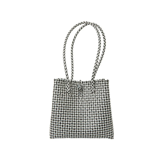 Midi Ella Handwoven Tote · Checker Recycled Plastic