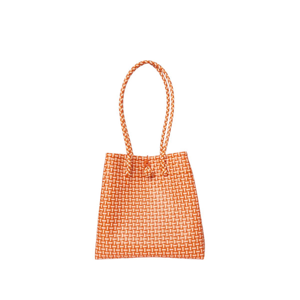 Midi Ella Handwoven Tote · Checker Recycled Plastic