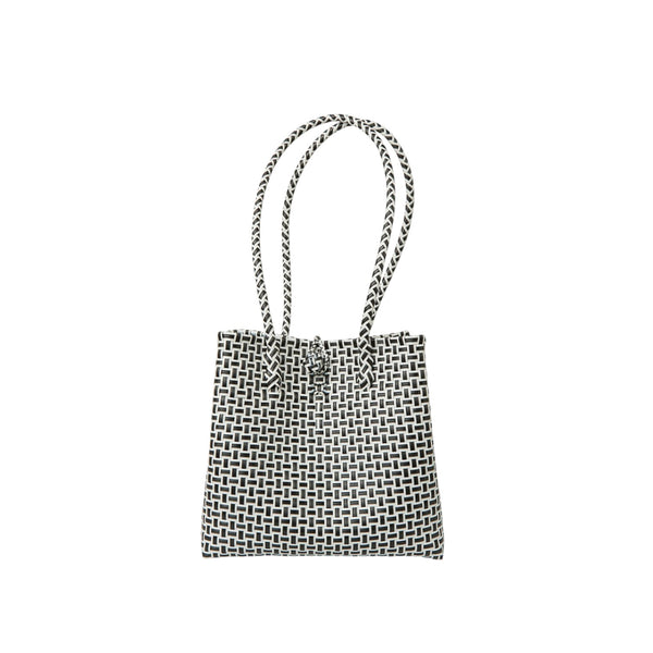 Midi Ella Handwoven Tote · Checker Recycled Plastic