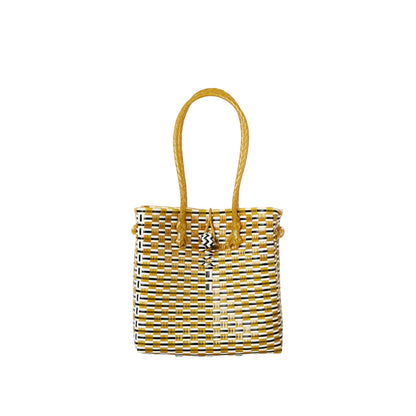 Midi Ella Handwoven Tote · Checker Recycled Plastic