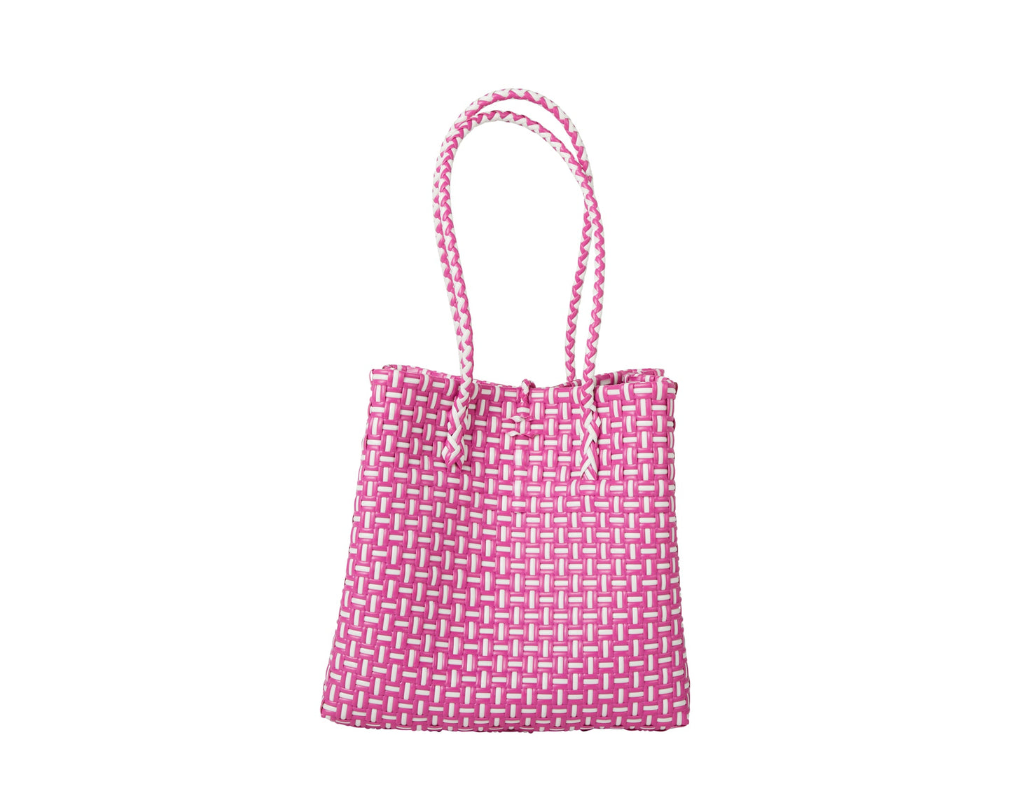 Midi Ella Handwoven Tote · Checker Recycled Plastic