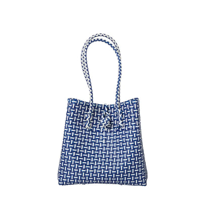 Midi Ella Handwoven Tote · Checker Recycled Plastic