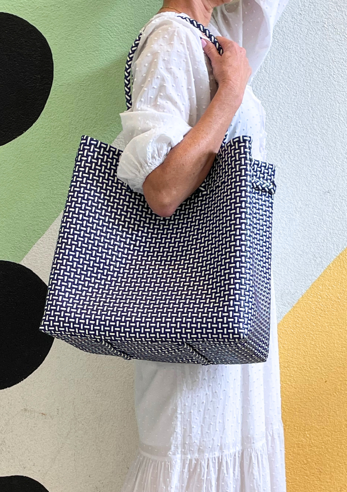 The Maxi Ella Handwoven Tote  · Recycled Plastic