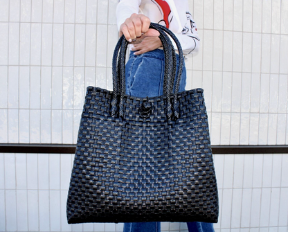 The Maxi Piper Handwoven Tote •Recycled Plastic