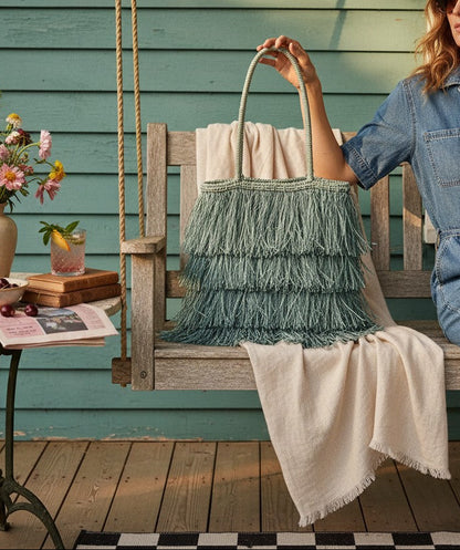 The Sasha Raffia Fringe Tote