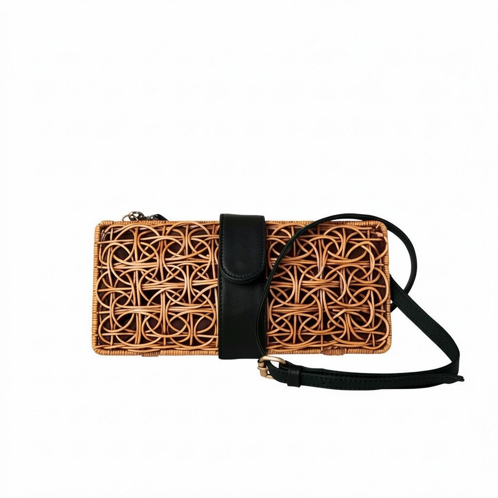 The Cameron  Rattan Woven Clutch
