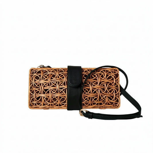 The Cameron  Rattan Woven Clutch