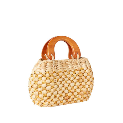 The Lucy Lemon Woven Wicker Mini Handbag