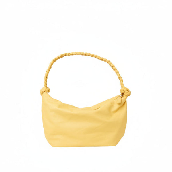 Yellow handbag with braided handle