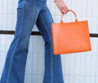 The Adele Leather Handbag Croc