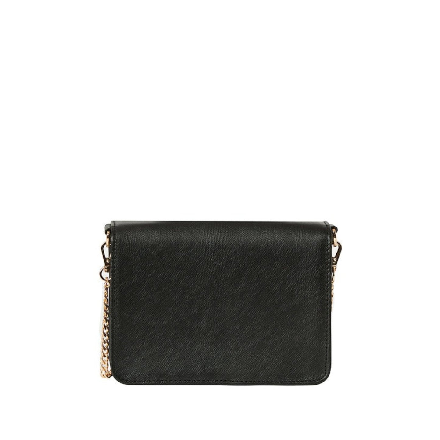 Shop Sarah Stewart The Stacey Stefano black saffiano leather shoulder bag with gold chain strap and bamboo closure
