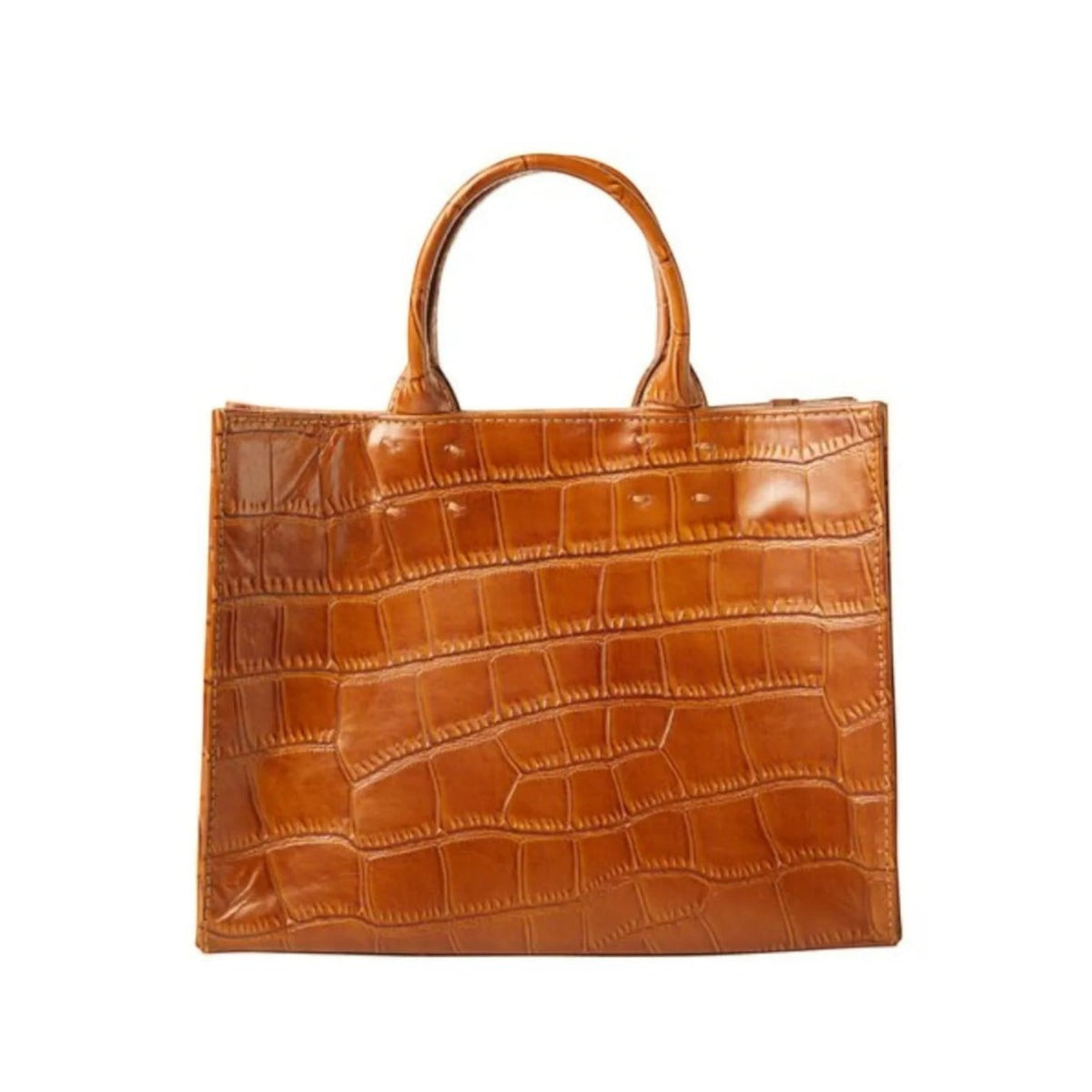 Shop Sarah Stewart Adelaide handbag in brown embossed goat skin leather with a classic structured design.