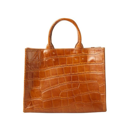 Shop Sarah Stewart Adelaide handbag in brown embossed goat skin leather with a classic structured design.
