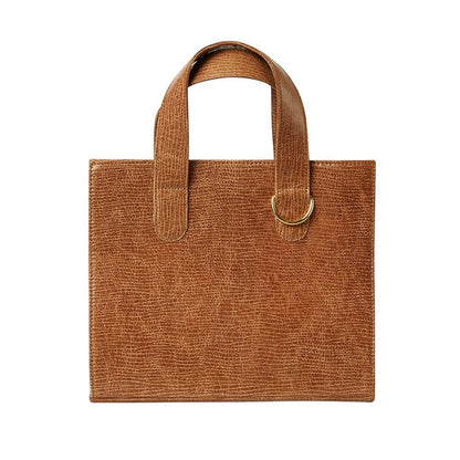 Shop Sarah Stewart Claire Maxi structured brown embossed goatskin leather handbag with gold hardware