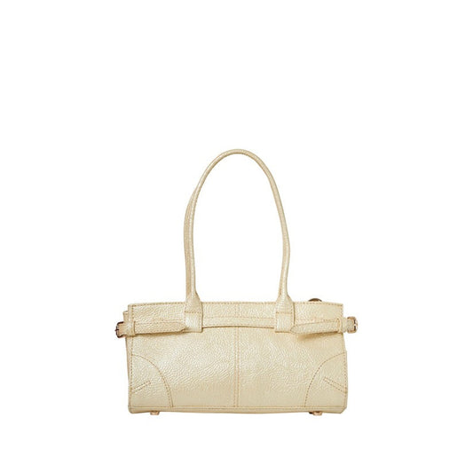 Shop Sarah Stewart The Paris handbag in cream lambskin leather with shoulder straps and metal hardware details