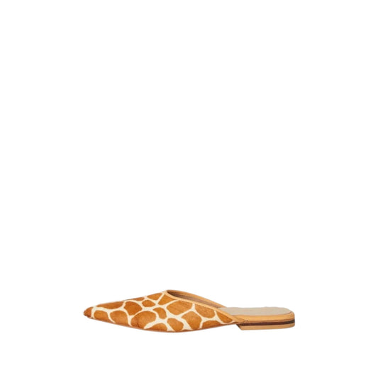 Shop Sarah Stewart Mabrey pointed-toe mule in brown and white giraffe print calf hair leather