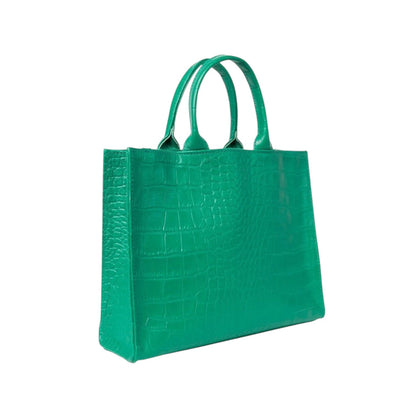 Shop Sarah Stewart Adele handbag in green embossed croc lambskin leather with a structured tote silhouette.