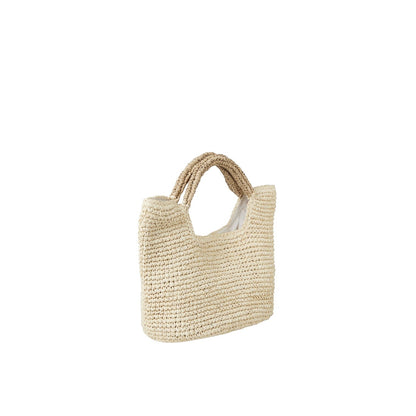 Shop Sarah Stewart The Opal natural raffia tote bag with cotton lining, interior pocket, and snap closure.