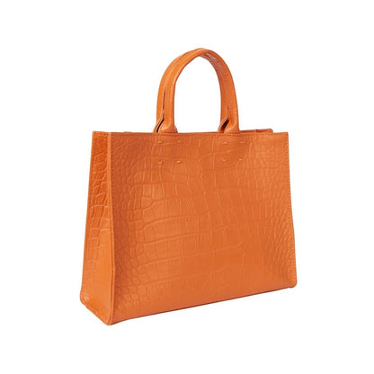 Shop Sarah Stewart Adelaide handbag in orange embossed goat skin leather with a classic structured tote design.