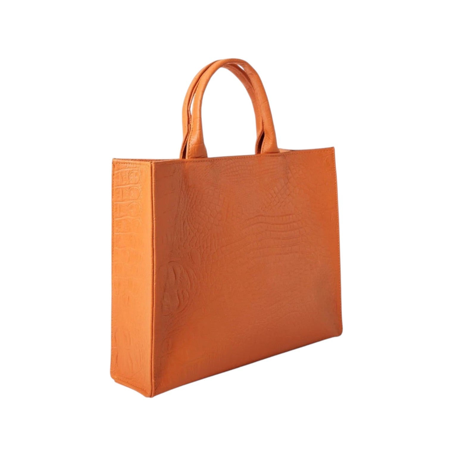 Shop Sarah Stewart Adele handbag in orange embossed croc lambskin leather with a structured silhouette