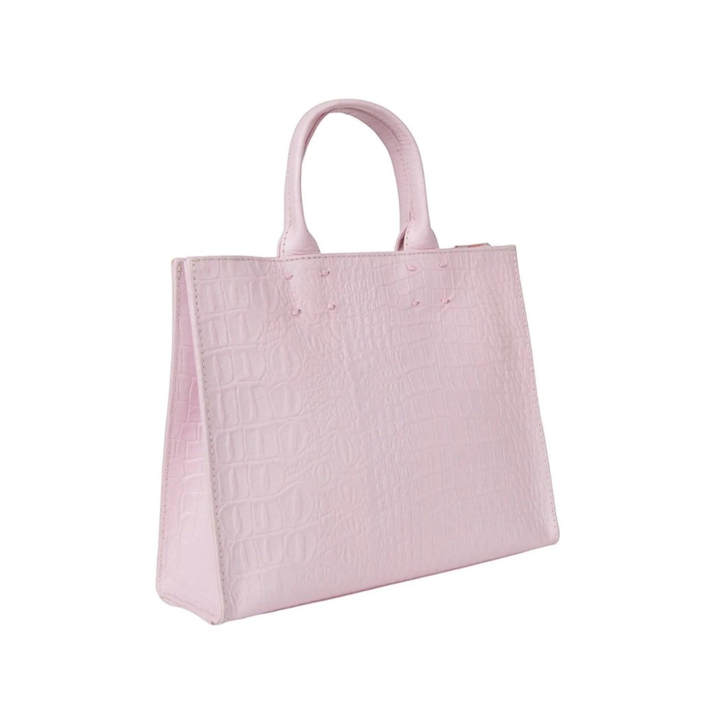 Shop Sarah Stewart Adelaide handbag in light pink embossed goat skin leather with a classic structured tote design.